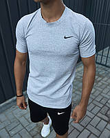 Сіра футболка Nike спортивна чоловіча якісна, Літня футболка Найк сірого кольору класична модна