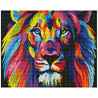 Алмазна мозаїка "Веселковий лев" Brushme GF4791 40x50 см