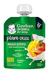 Пюре Gerber® Organic з манго, персиком та кокосовим мусом для дітей із 6 місяців, 80 г