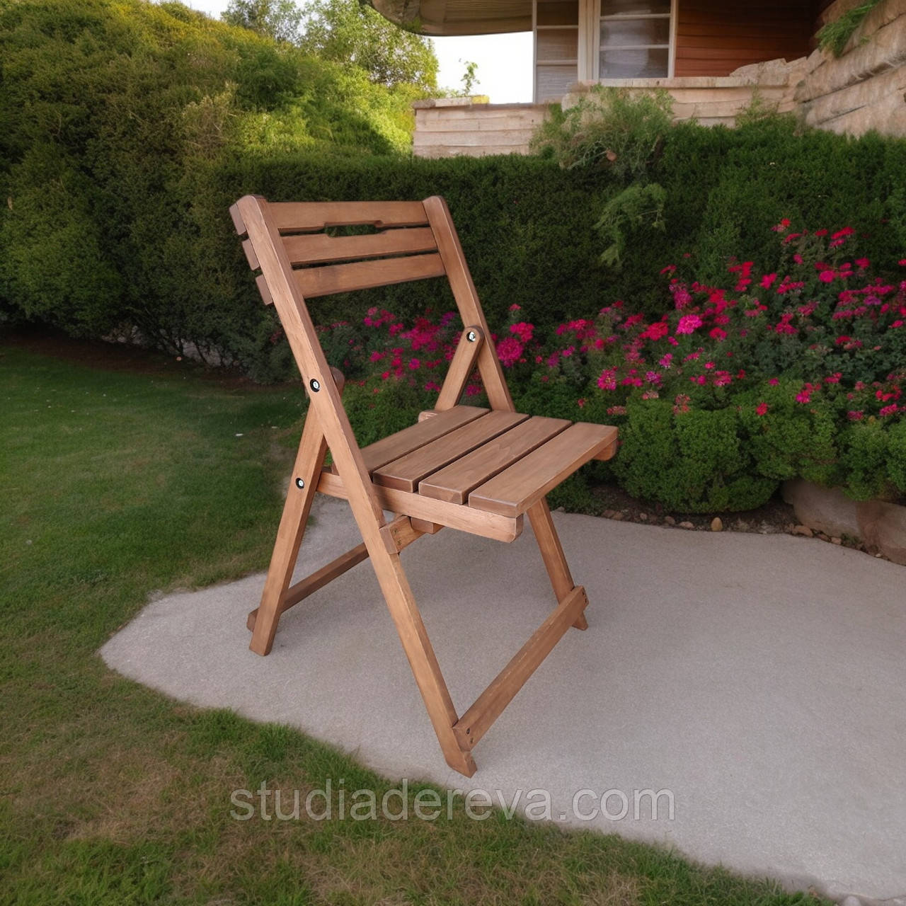 Стілець зі Спинкою розкладний з Натурального Дерева Вільха Для Кухні Саду Балконів Власне виробництво, фото 1