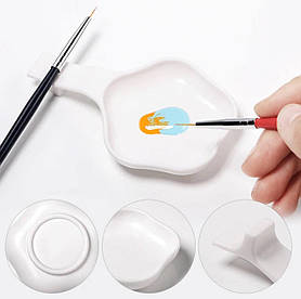 Пластикова підставка під пензлик + ємність для рідини, палітра для змішування фарб, гель-лаків