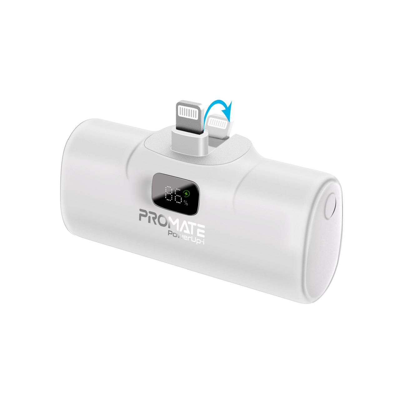 УМБ Promate PowerUp-i 5000 mAh, USB-C порт PD, Lightning штекер White (powerup-i.white)