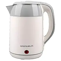 Електрочайник GRUNHELM EKS-1863SW (білий) 1,8 л, 1500 Вт, дисковий чайник електричний