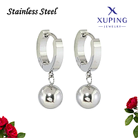 Сережки cрібна куля без каміння Stainless Steel Xuping 8 мм