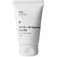 Крем для обличчя Sane SPF10 + 4D Hyaluronic Acid 3% Nourishing Face Cream pH 6.5 Поживний 40 мл