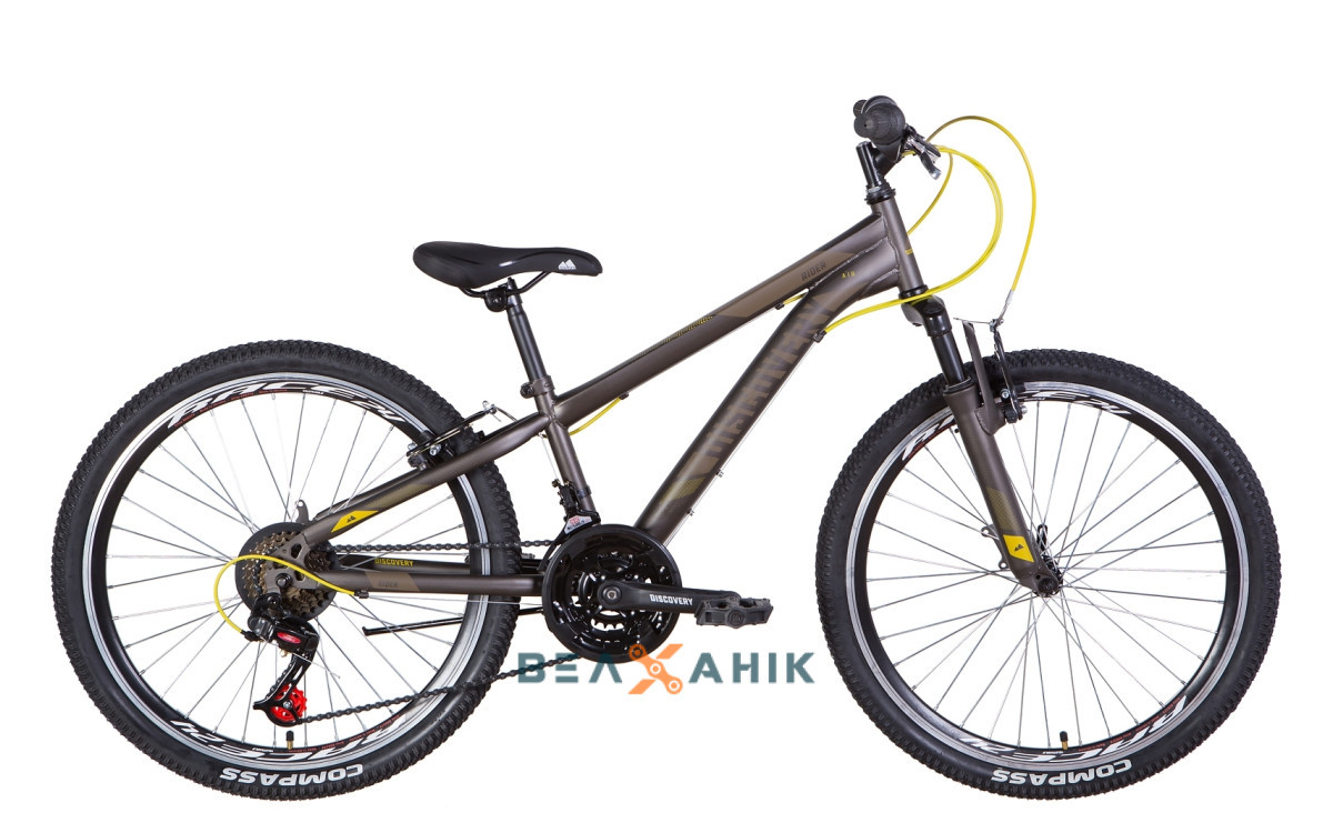 Велосипед 24" Discovery RIDER AM (рама 11,5") темно-сріблястий з жовтим мат