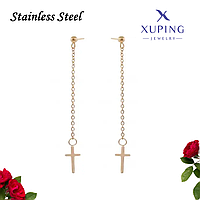 Сережки хрестики на ланцюжках Stainless Steel Xuping 6 см