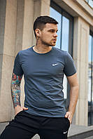 Темно-сіра футболка Nike спортивна чоловіча якісна, Літня футболка Найк графіт класична модна