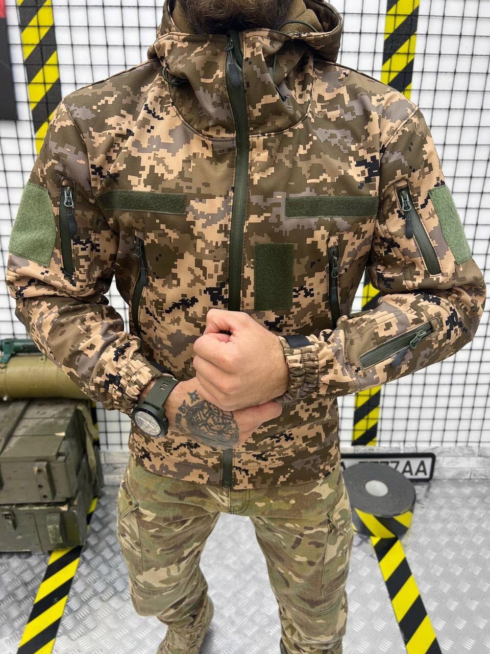 Куртка демісезонна піксель, армійська тепла куртка, тактична куртка softshell, куртка піксель cg182
