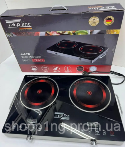 Електрична плита інфрачервона Zepline ZP-062 4400 Вт 3 конфорки електро плита настільна - фото 1 - id-p2203750610