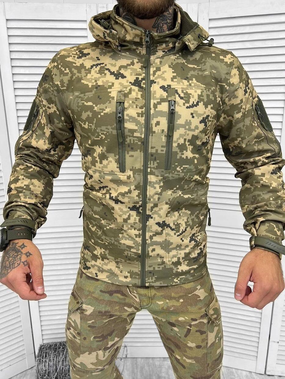 Куртка тактична softshell піксель, військова демісезонна куртка софтшел вусу, тактична куртка cg182