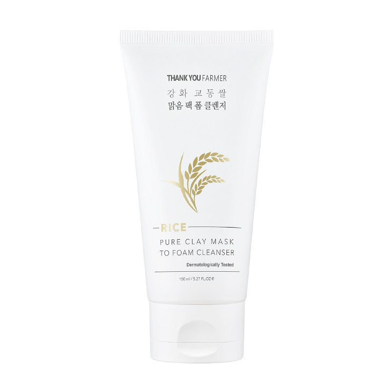 Пінка для вмивання з екстрактом рису та каоліном THANK YOU FARMER Rice Pure Clay Mask to Foam Cleanser 150 мл