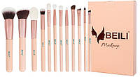 Набор кистей для макияжа BEILI NF12 Pink 12 шт (5Q3852L5) комплект кисточек Б1493-10
