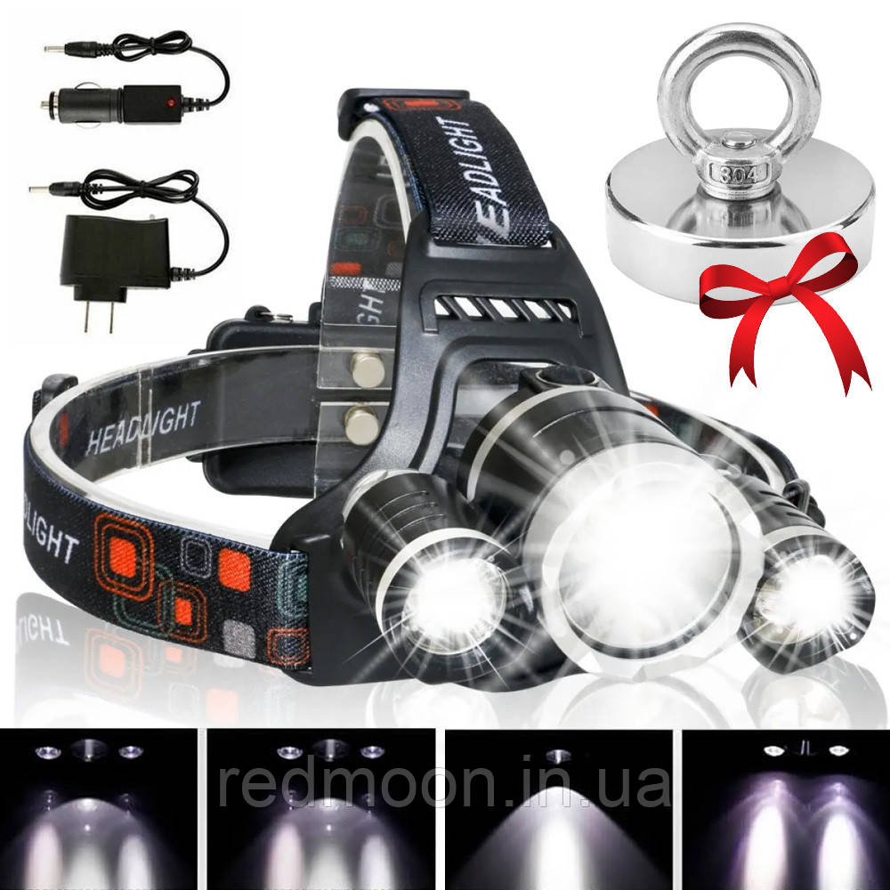 Налобный фонарь RJ-3000 Т6+2XPE + Подарок Неодимовый магнит для поиска ...
