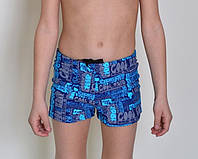 Детские плавки шорты боксёры для мальчиков 6-7 лет для плавания бассейна яркие рост 116/122 ATLEMP742 синие