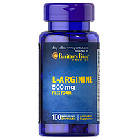 Puritan s Pride L-Arginine 500 мг 100 капсул, аминокислоты для спортсменов, L-Аргинин