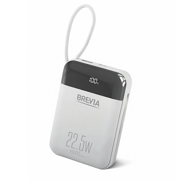 УМБ BREVIA 10000mAh 22.5W, Type-C + Lightning Cable, Li-Pol, LCD (20шт.)
