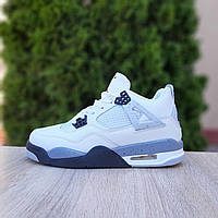 Кроссовки мужские Nike Air Jordan 4 белые с серым черным SRV O10985