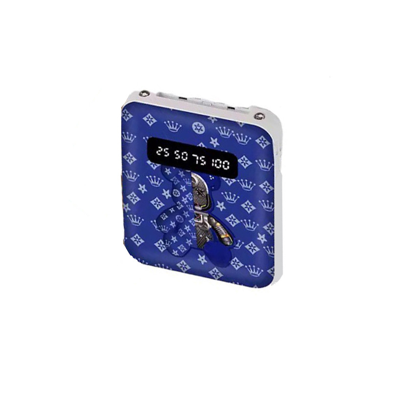 УМБ Power Bank 5000mAh повербанк з екраном та ліхтариком 4 в 1 (Bearbrick Blue)-LВR
