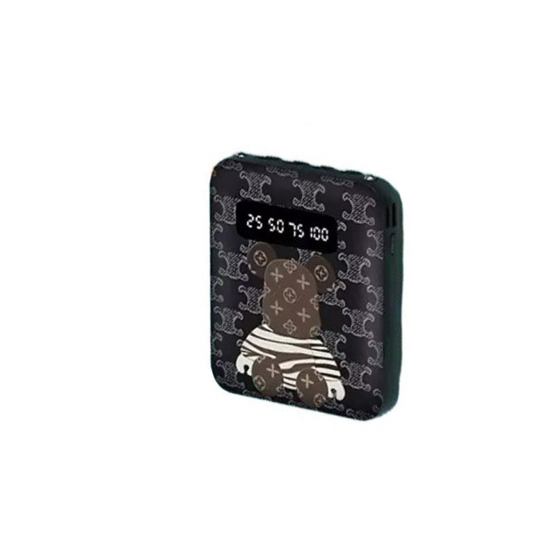 УМБ Power Bank 5000mAh повербанк з екраном та ліхтариком 4 в 1 (Bearbrick Black)-LВR