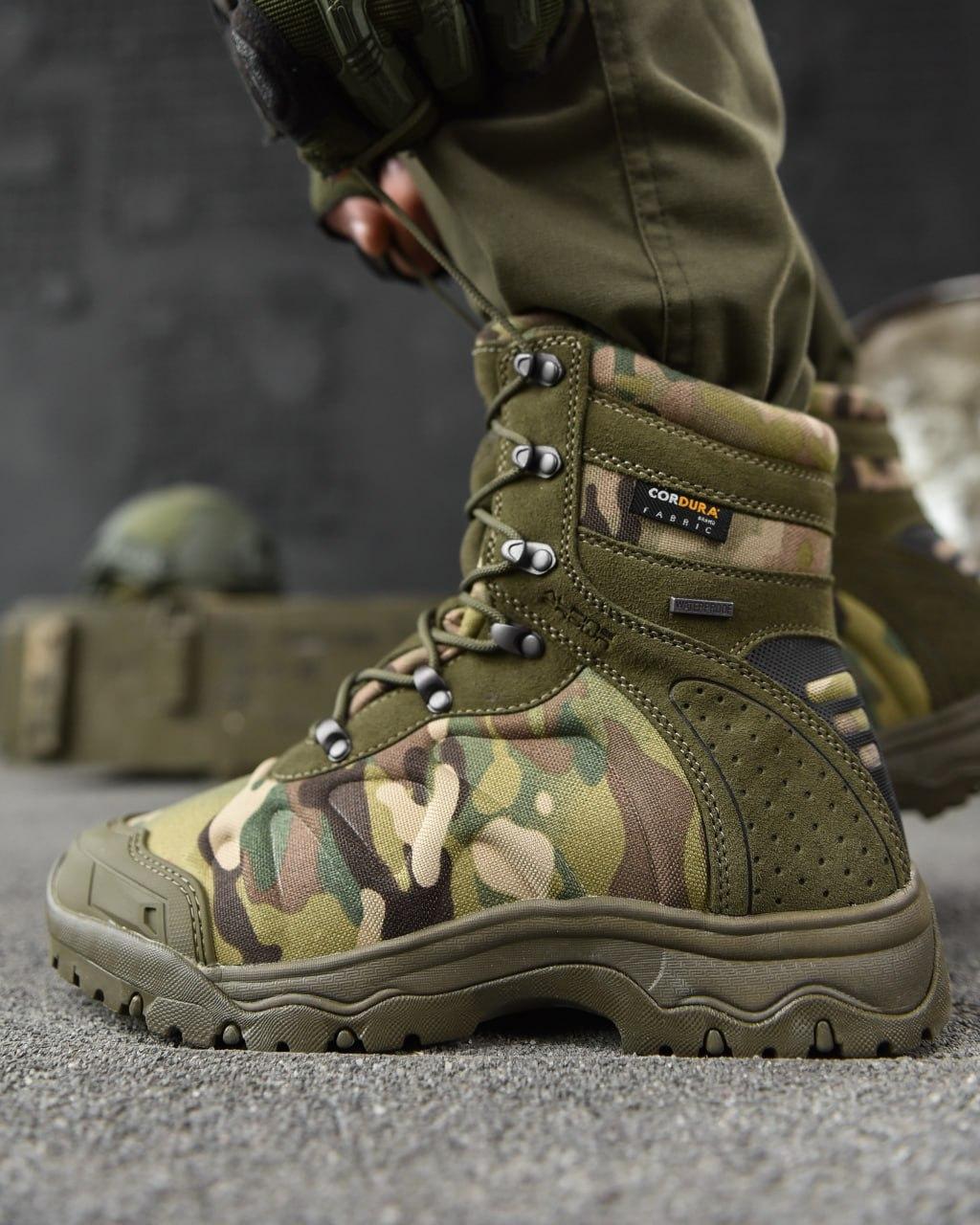 Армійські черевики мультикам весняні, тактичні берці зсу мембранна, військові берці мультикам tu009