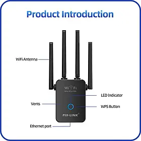 Ретранслятор PIX-LINK Wi-Fi LV-WR32Q (Black) | Репітер підсилювач сигналу-LВR