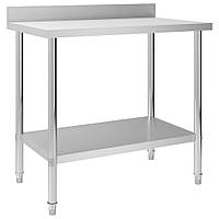 Кухонний робочий стіл з фартухом 100 х 60 х 93 см Нержавіюча сталь