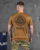 Качественная футболка койот с принтом, футболка тактическая потоотводящая coolmax, футболка военная nb221