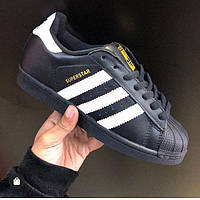 Adidas superstar core black white черные трендовые кроссовки Adidas Superstar Black качественные