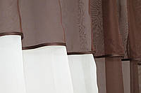 Красивые занавески для кухни деликатные Готовые шторы для кухни прочные Шторы шифоновые Легкие шторы коричневый