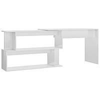 Кутовий письмовий стіл Глянцевий білий 200x50x76 см ДСП