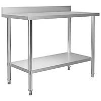 Кухонний робочий стіл з фартухом 120 х 60 х 93 см Нержавіюча сталь
