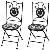 Розкладні стільці для бістро 2 шт Чорний і білий Кераміка