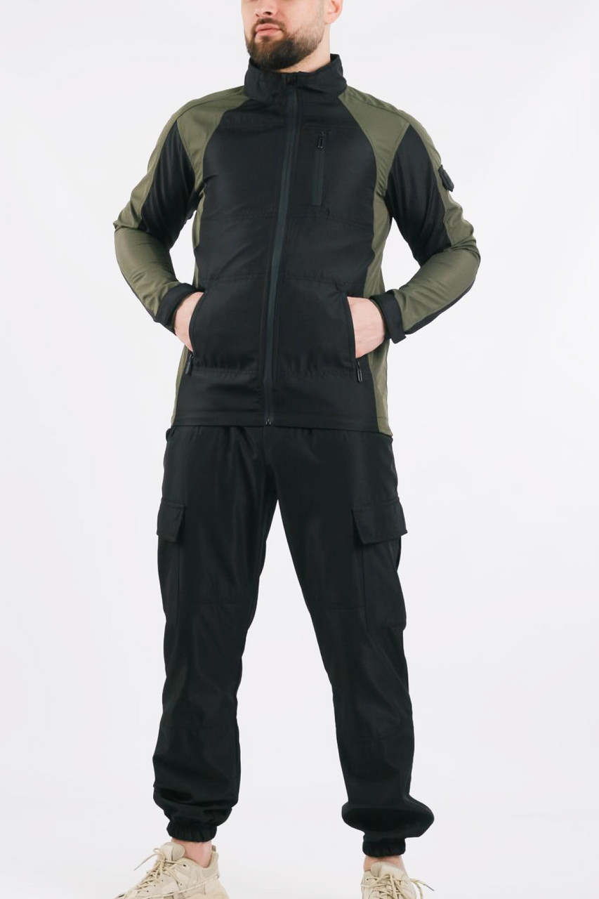 Стильний cпортивний костюм чоловічий Intruder: куртка soft shell light "iForce" Хакі + штани "Hope" Чорні