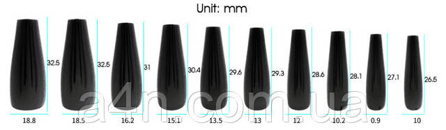 Размеры накладных ногтей