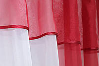 Занавески от производителя качественные Готовые шторы комплект шифоновые Красивая тюль для кухни нежная красный
