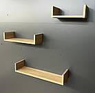 Поличка настінна - комплект із 3 штук для декору та книг колір Дуб сонома, фото 2