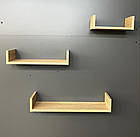 Поличка настінна - комплект із 3 штук для декору та книг колір Дуб сонома, фото 3