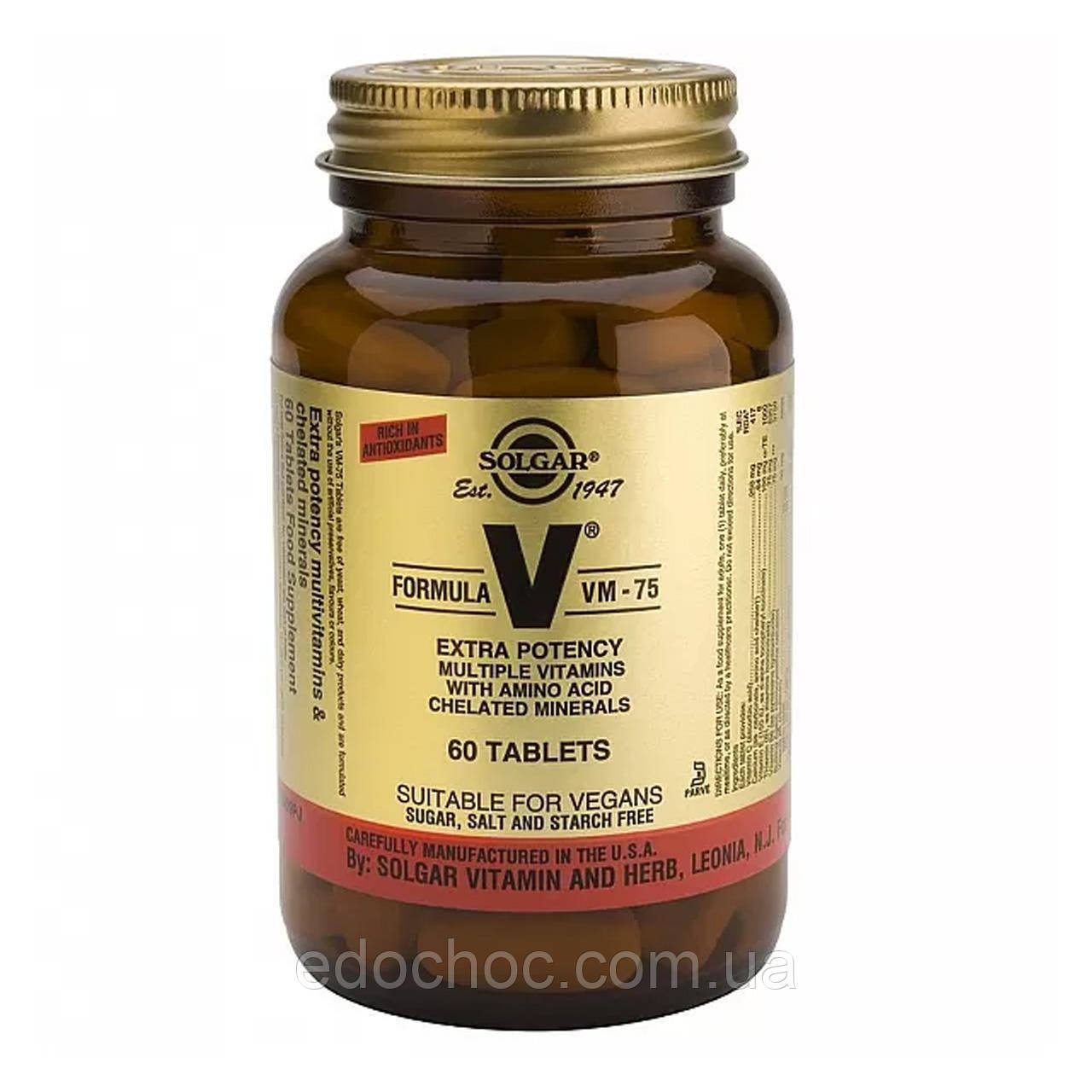 Мультивітаміни (Formula V VM-75 Multiple Vitamins with Minerals) 60 таблеток SOL-01181
