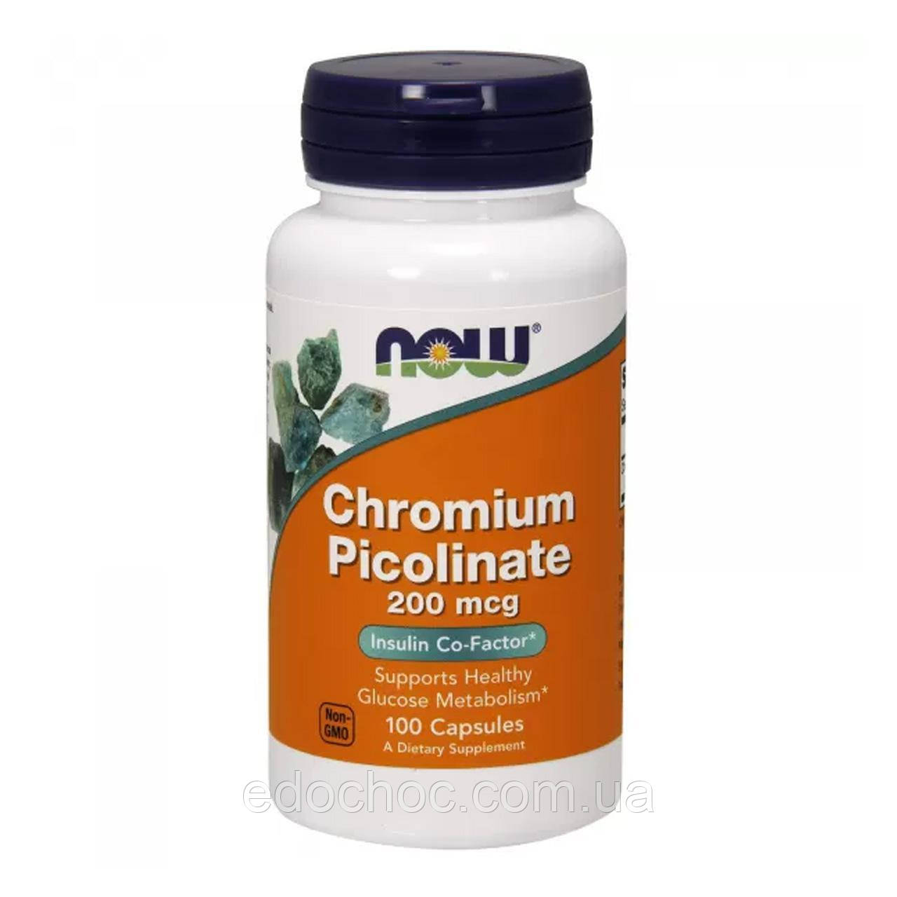 Хром піколінат (Chromium picolinate) 200 мкг 100 капсул NOW-01420, фото 1