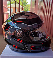 Шлем закрытый F2 чорный с красным 830