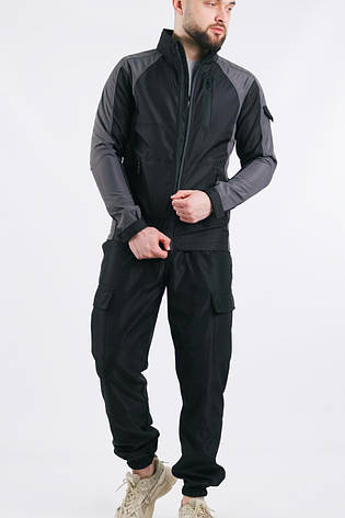 Cтильний спортивний чоловічий костюм Intruder: куртка soft shell light "iForce" Сіра + штани "Hope" Чорні, фото 2