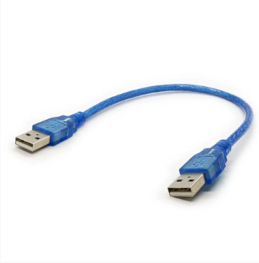 Кабель USB 2.0 AM-AM, 0.3m, прозорий синій, силіконовий, екранований., фото 1