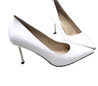 Белые женские туфли .Туфлі жіночі білого кольору на шпильці 6 см натуральна шкіра