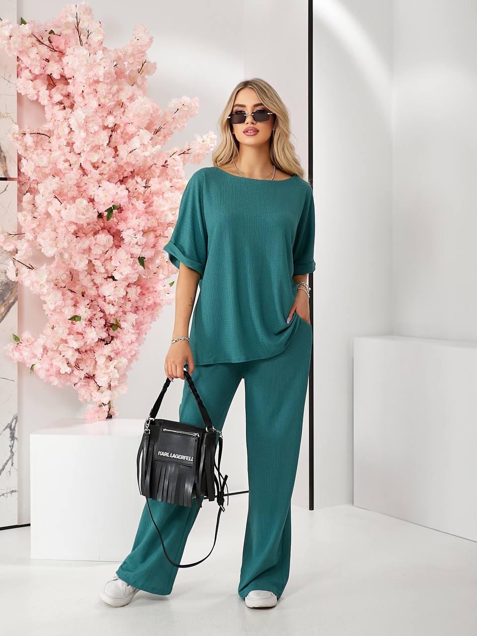 Брючний костюм, арт 347, морська хвиля