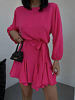 Платье, легкий, дизайн, с, поясом, на шнуровке 42/44, Розовый