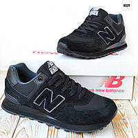 Повседневные женские кроссовки бренда New Balance 574 Black, черная замша, премиум качества беленс нью лето 37