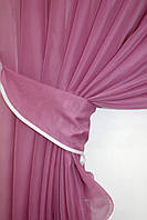 Шифоновые занавески батист Тюль на окно кухни мягкая Готовые шторы для кухни Легкая кухонная занавеска розовый