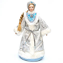 Новорічна сувенірна фігурка Снігуронька, 28 см, біла, пластик, поліестер (180486-5)