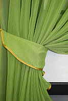 Шифоновые занавески батист Тюль на окно кухни мягкая Готовые шторы для кухни Легкая кухонная занавеска зеленый